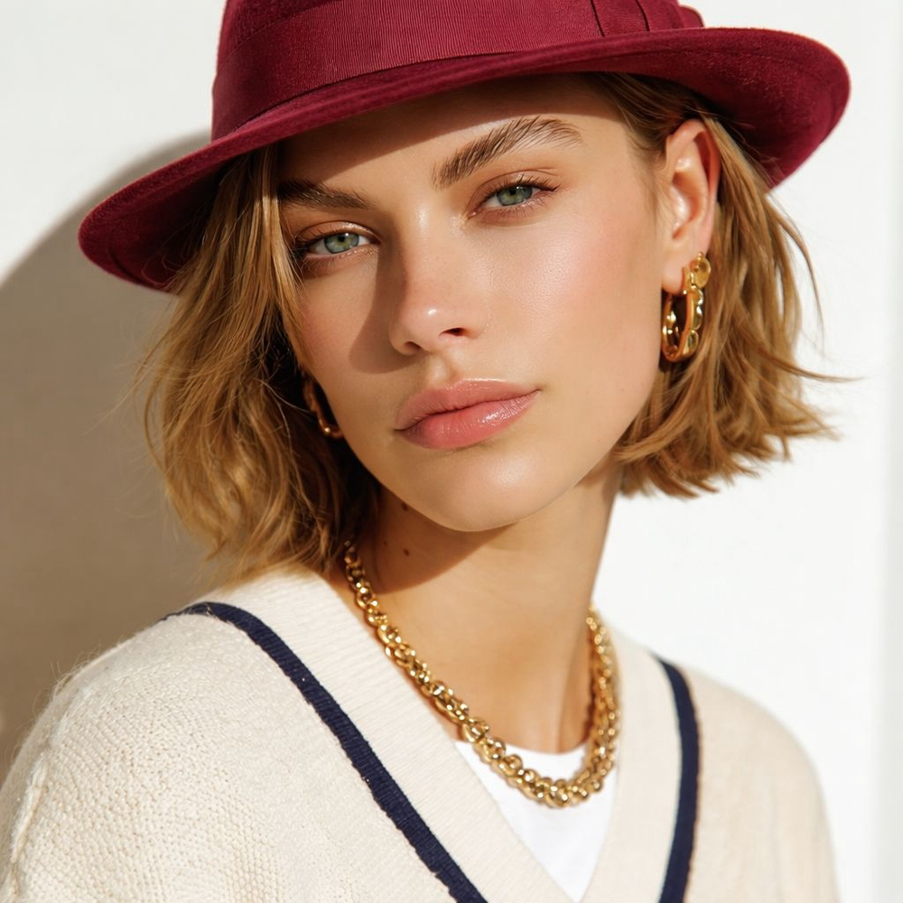 Burgundy Boho Halogen Nordstrom Wool Fedora Hat OS